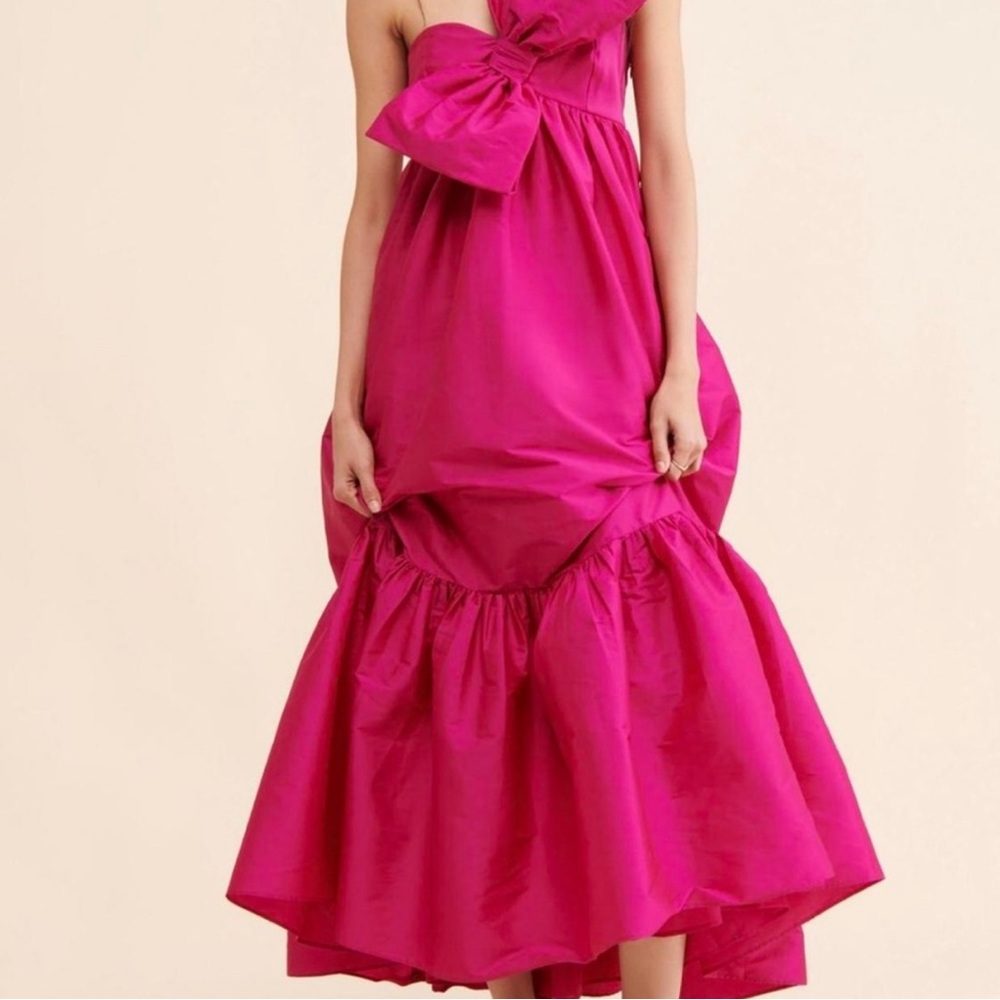 Anthropologie Astu One Shoulder Fuchsia Dress